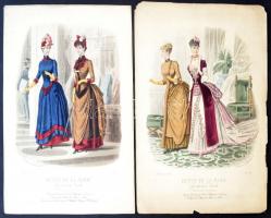 1884  A Revue de la Mode c. divatlap mellékletei. Színezett litográfiák, összesen 6 db, 36x25 cm
