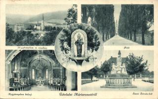 Budapest II. Máriaremete, a Kegytemplom és rendház, a templom belseje, Szent István-kút, Főút