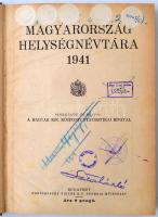 Magyarország helységnévtára 1941. Bp., [1942], Hornyánszky Viktor. Kicsit kopott félvászon kötésben,...