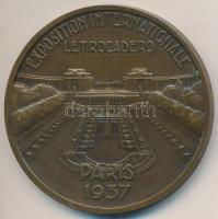 Franciaország 1937. "Nemzetközi Kiállítás Párizs - Trocadéro" kétoldalas Br emlékérem. Szi...