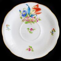 Herendi tulipán mintás teás csésze csészealjjal, kézzel festett, porcelán, jelzett, hibátlan, 5x10cm