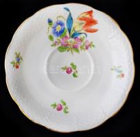 Herendi tulipán mintás teás csésze csészealjjal, porcelán, kézzel festett, jelzett, hibátlan, 5x10cm