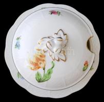 Herendi tulipán mintás cukortartó, porcelán, jelzett, hibátlan, 12x11cm