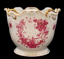 Herendi indiai kosár mintás kaspó, porcelán, kézzel festett, jelzett, hibátlan, 15x18cm