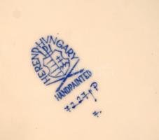 Herendi indiai kosár mintás kaspó, porcelán, kézzel festett, jelzett, hibátlan, 15x18cm