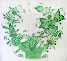 Herendi indiai kosár mintás váza, porcelán, kézzel festett, jelzett, hibátlan, 14x14cm