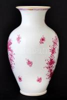 Herendi indiai kosár mintás váza, porcelán, kézzel festett, jelzett, hibátlan, 33x12cm