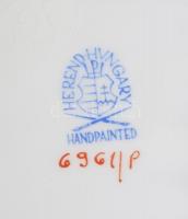 Herendi indiai kosár mintás váza, porcelán, kézzel festett, jelzett, hibátlan, 33x12cm