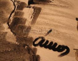 Ámos jelzéssel: Párocska. Tus-akvarell, papír, 43×30 cm