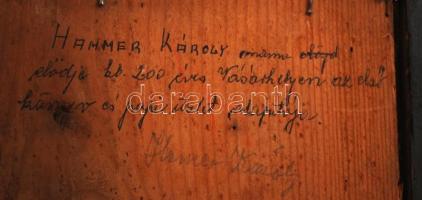 cca 1860 Jelzés nélkül: Férfi porté. Olaj, fatábla, sérült, hátoldalán felirattal  "Hammer Káro...