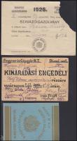 cca 1906-1926 3 db okmány: a M. Kir. Vasúti és Hajózási Főfelügyelőség tagjainak igazolvány - minta, fegyver és Gépgyár Rt. kimaradási engedély, szavazóigazolvány
