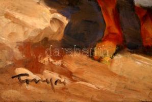 Tornyai jelzéssel: Támaszkodó lány. Olaj, vászon, 28×18 cm