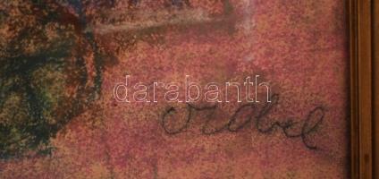 Czóbel jelzéssel: Modell a széken. Pasztell, papír, üvegezett keretben, 60×40 cm