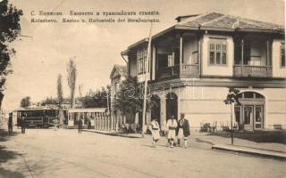 Knjaschewo, Kniashevo (Sofia); Kasino und Haltestelle der Strassenbahn / casino building, tram station  'Hughesstation der K.u.K. Österr-Ung. Gesandschaft Sofia'