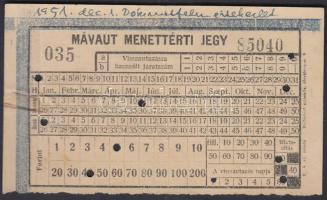 1951 MÁVAUT menettérti jegy