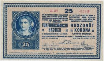 1918. 25K "3137" 3mm hullámos hátlappal, "BUDAFOK NAGYKÖZSÉG PÉNZTÁRA - 1900" körbélyegzővel T:III szép papír