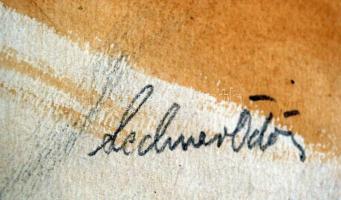 Kismarty Lechner Ödön (1916-2001): Bögre, Akvarell, papír, jelzett,  25×20 cm