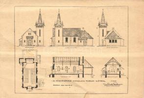 Kézdivásárhely, Targu Secuiesc; az Evangélikus templom előzetes terve / preliminary plans of the Evangelic church (r)