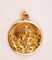 Arany Mária medál, Au., 14K, nettó:0,9gr., d:1,5cm / Golden Mary pendant, Au 14K net. 0.9 g, d: 1,5cm