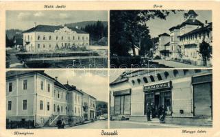 Borszék, Borsec; Mélik Szálló, Községháza, Főút, Hangya üzlet / Hotel, town hall, main street, cooperative shop (EK)