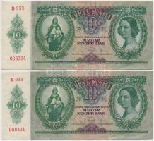 1936. 10P (2x) közeli sorszám + 1941. 20P (2x) sorszámkövetők T:I-,II,III