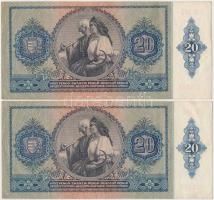 1936. 10P (2x) közeli sorszám + 1941. 20P (2x) sorszámkövetők T:I-,II,III