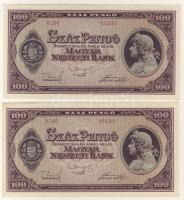 1945. 100P (2x) egymásutáni sorszámokkal T:II+ Csak egyszer hajtva!