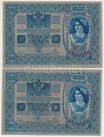 1902. 1000K (2x) mindkét oldal német, "Deutschösterreich" felülnyomással T:III