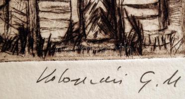 Kolozsvári G. Miklós (1950-): Kis kápolna. Rézkarc, papír, jelzett, 11×7 cm