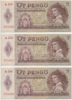 1939. 5P (3x) sorszámkövető és egyugrású sorszámokkal T:II,II- szép papír
