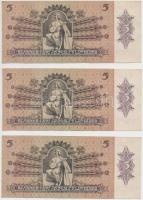 1939. 5P (3x) sorszámkövető és egyugrású sorszámokkal T:II,II- szép papír