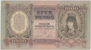 1943. 1000P nyomdai papírráncokkal T:III szép papír Adamo P21