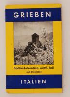 Italien: Südtirol-Trentino, westlicher Teil und Gardasee. München, 1965, Grieben-Verlag (Grieben-Reiseführer 247.). Térképmelléklet nélkül. Kicsit megviselt papírkötésben, egyébként jó állapotban.