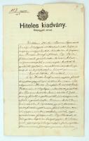 1924 Sásd, Hiteles kiadvány, közjegyzői okirat, 10 000 koronás okmánybélyeggel