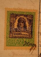 1924 Sásd, Hiteles kiadvány, közjegyzői okirat, 10 000 koronás okmánybélyeggel