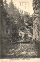 Soutesky Kamenice, Edmundsklamm; Die Klammenfamilie / rock formations, rowboat (EK)