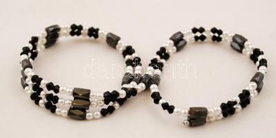 Tetszés szerint karkötővé vagy nyaklánccá alakítható mágneses hematit gyöngysor, h: 90 cm