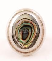 Ezüst(Ag) gyűrű paua kagylós díszítéssel, jelzett, méret: 54, br: 13,6 g