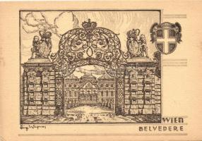 Vienna, Wien III. Belvedere / castle, etching style, s: Heinz Wagner