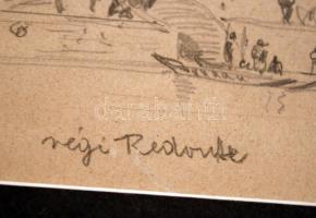 Nádler Róbert (1858-1938): Régi Redoutte. Ceruza, papír, jelzés nélkül, paszpartuban, 9×14 cm