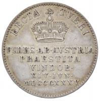 Ausztria / Bécs 1835. június 14. Látogatási zseton Ag "I. Ferdinánd" (5,47g/20mm) T:2
Aus...