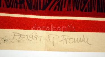 Franke jelzéssel: Cim nélkül. Színes linó, papír, 21×19 cm