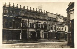 Eperjes, Presov; Rákóczi ház, Indrich Goldberger és Filip Schwarcz cipő áruháza, utca / street, shops