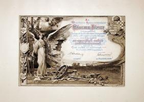 1930 2 db nagyméretű díszes oklevél könyomó mesternek, az egyiken Budapest Székesfőv. házinyomdája t...