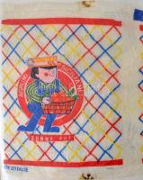 Dél-európai országokból importált narancsok színes, feliratos, egyedi csomagoló papírjainak gyűjtemé...