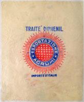 Dél-európai országokból importált narancsok színes, feliratos, egyedi csomagoló papírjainak gyűjtemé...