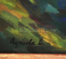 Agricola jelzéssel: Falu határ. Olaj, falemez, keretben, 50×49 cm