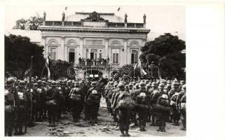 1938 Ipolyság, Sahy; bevonulás / entry of the Hungarian troops, 'vissza' So. Stpl