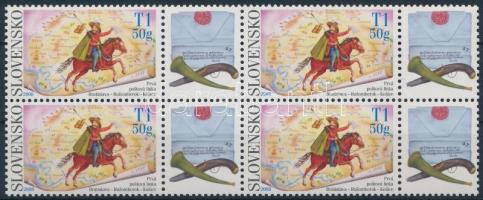 Stamp Day block of 4 with coupon, Bélyeg nap szelvényes 4-es tömb