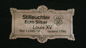 Ezüst (Ag.) gyertyatartó, replika, súlyozott, jelzett, m: 17 cm, bruttó 360 g